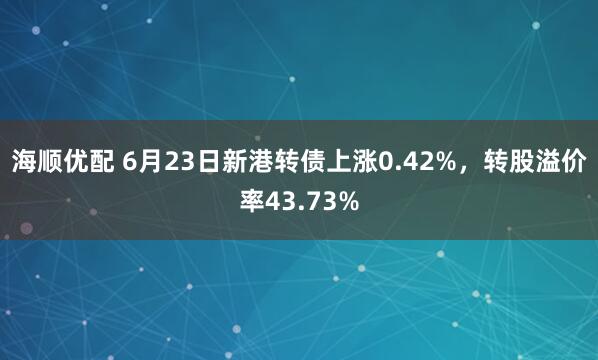 海顺优配 6月23日新港转债上涨0.42%，转股溢价率43.73%