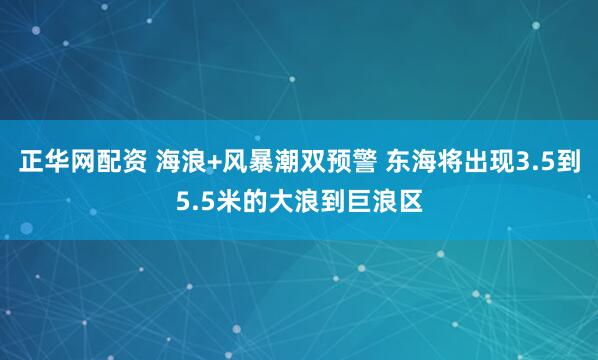 正华网配资 海浪+风暴潮双预警 东海将出现3.5到5.5米的大浪到巨浪区